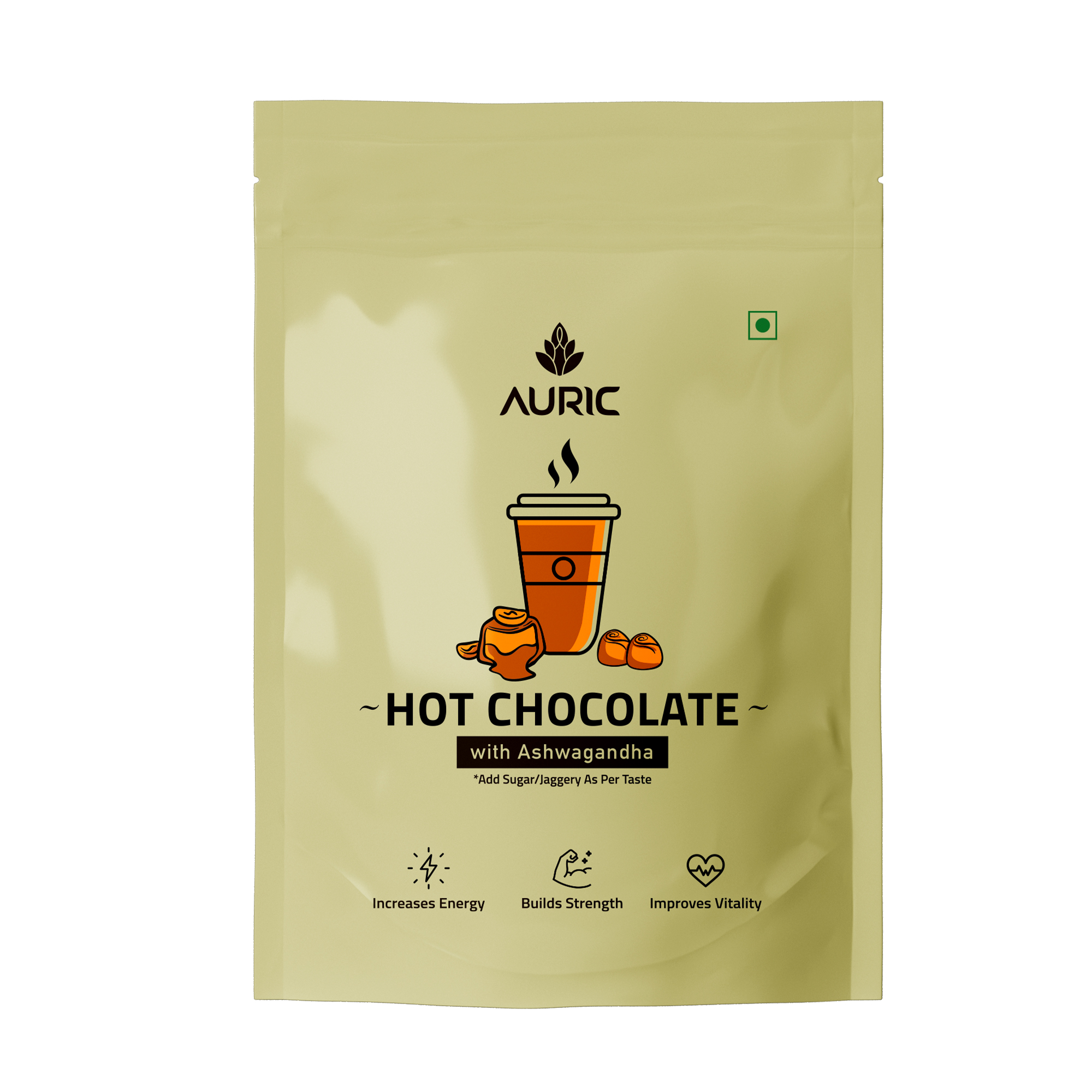 Auric Ashwagandha Hot Chocolate | Protein Rich, Flavourful & Traditional | 50gm
